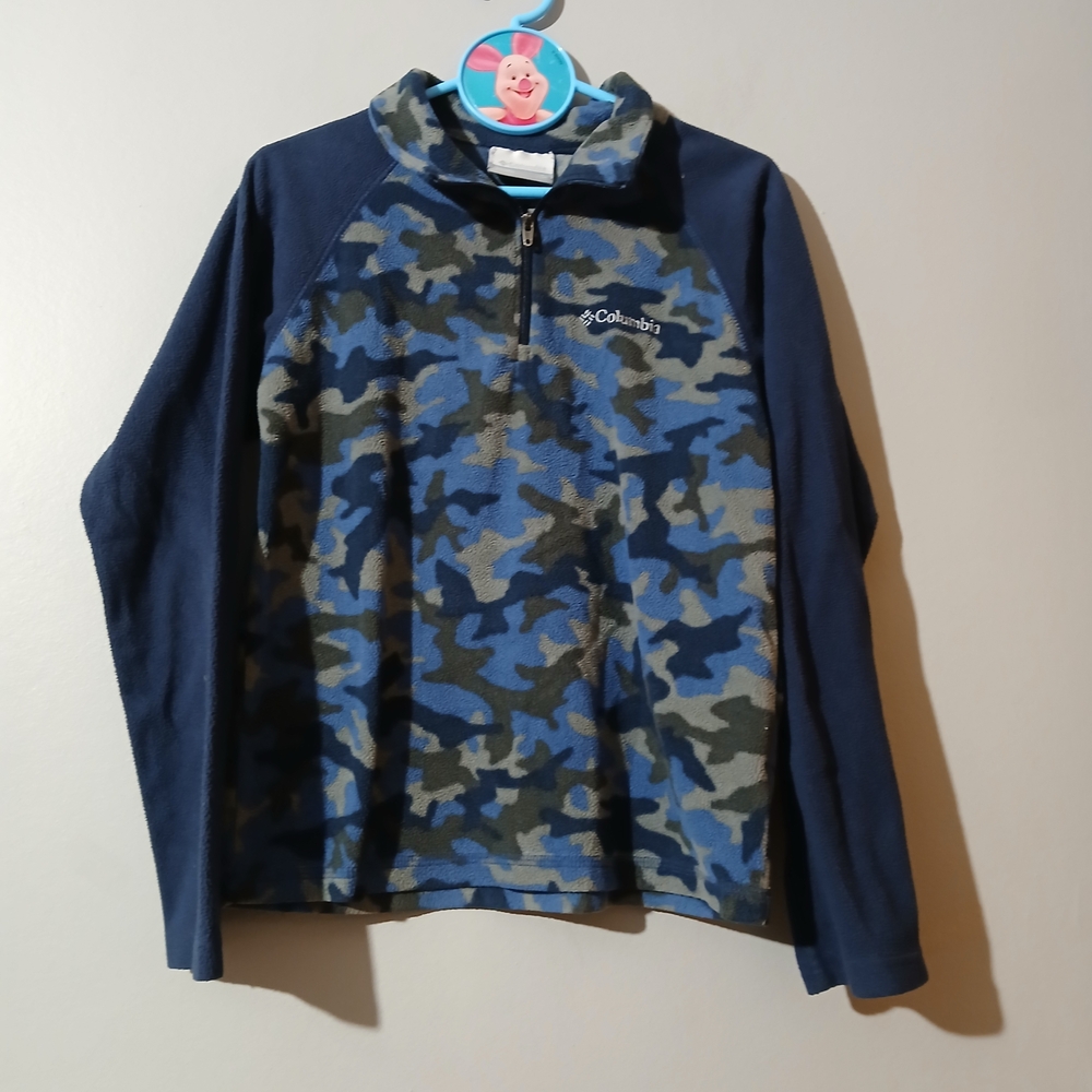 Columbia Boys Camouflage Mid Zip Sweater Size Small Long Sleeve